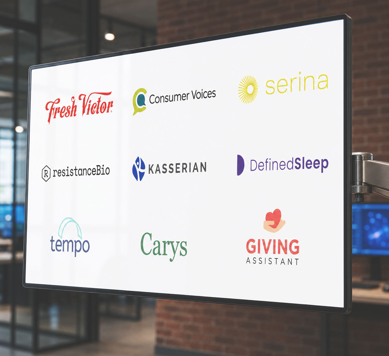 client logos on a white board