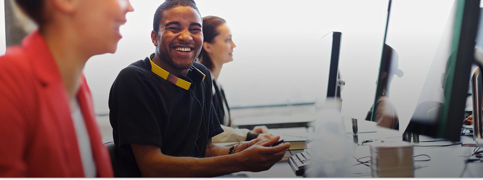 happy people smiling at work