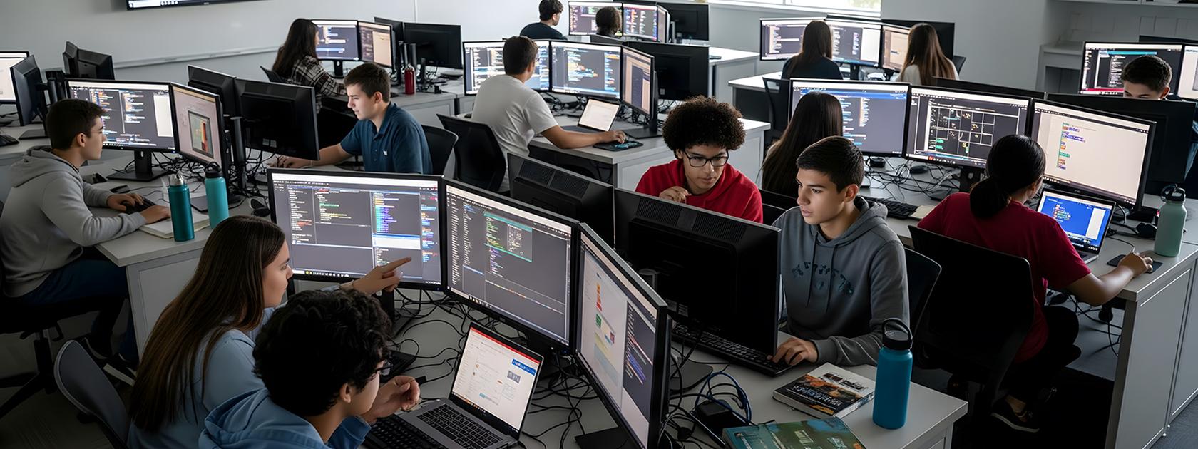 students at computer screens